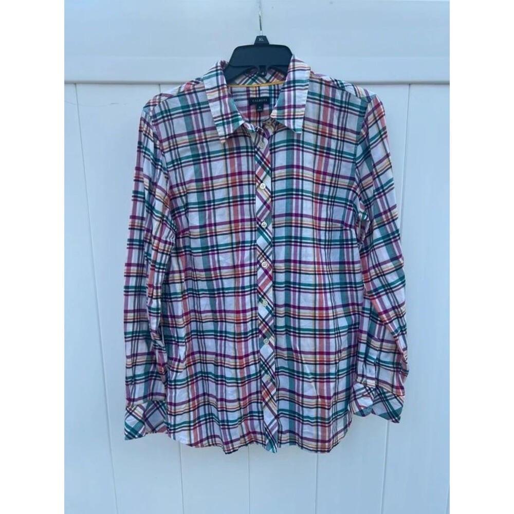 Talbots button down medium plaid long sleeve